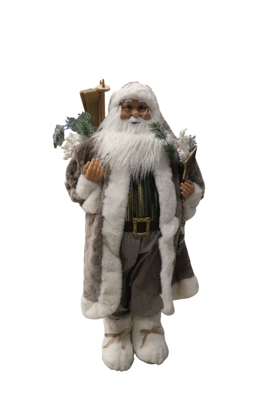XMAS FIG. MOS CRACIUN GREJ 90 CM, PLASTIC/TEXTIL