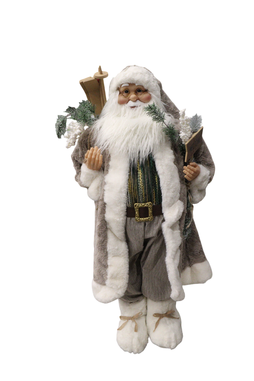 XMAS FIG. MOS CRACIUN GREJ 90 CM, PLASTIC/TEXTIL