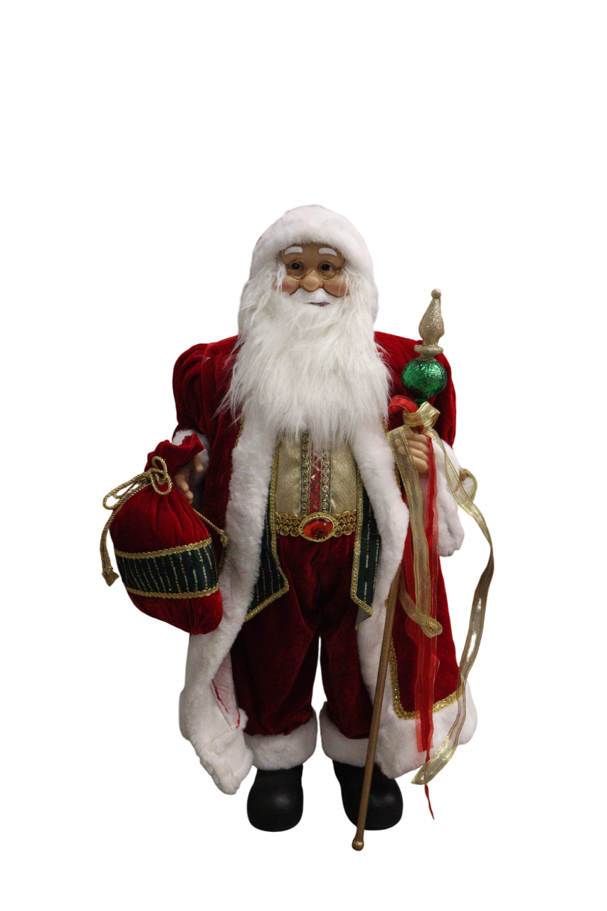 XMAS FIG. MOS CRACIUN ROSU SI VERDE CU SAC 90CM