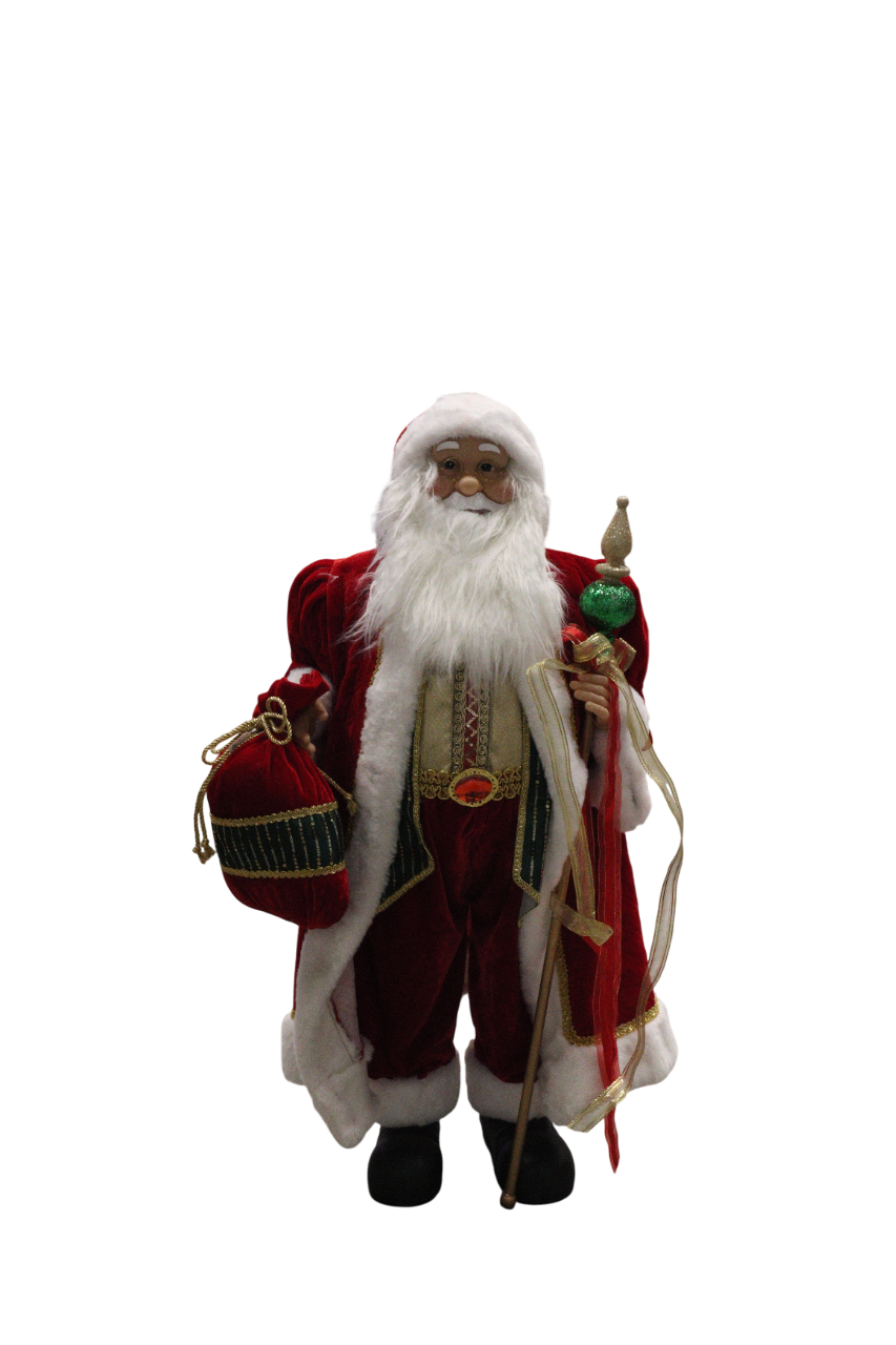 XMAS FIG. MOS CRACIUN ROSU SI VERDE CU SAC 90CM