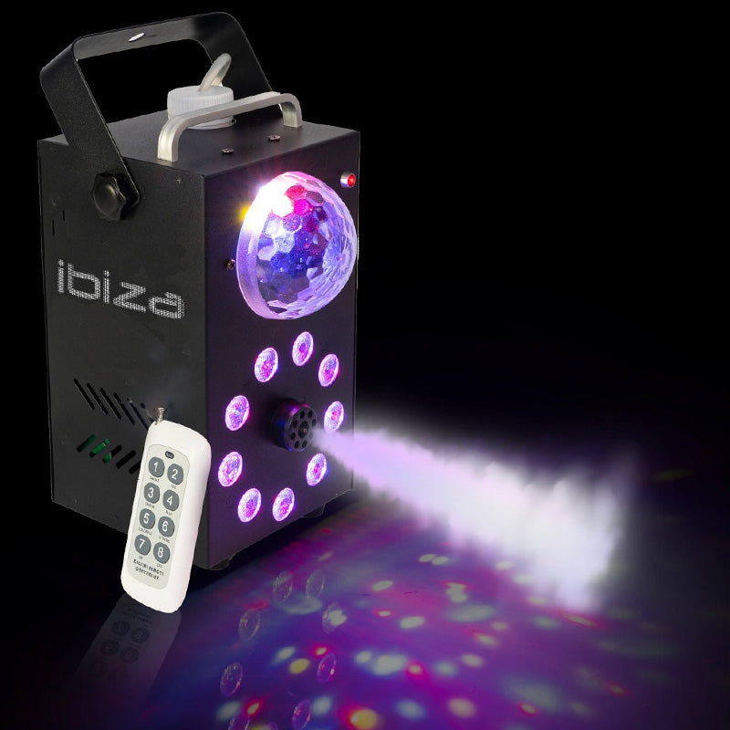Mașină de fum cu efect Astro RGB, 700 W, telecomandă wireless Ibiza Light FOGGY-ASTRO