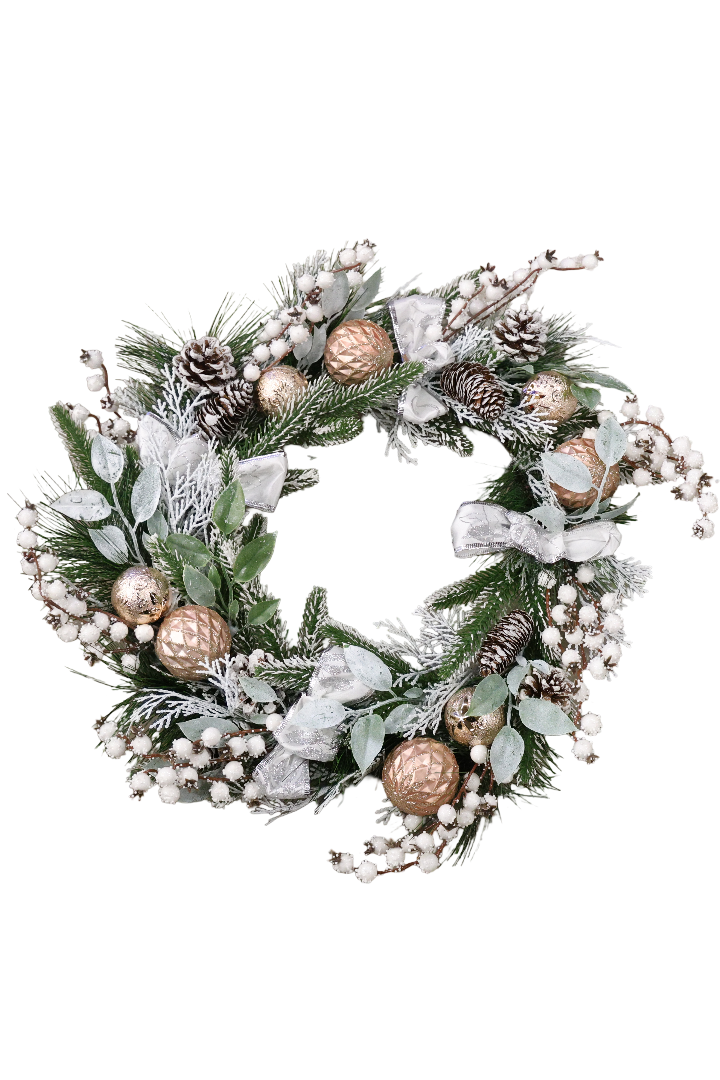 XMAS CORONITA BRAD INZAPEZITA 50 CM IMPODOBITA SSQ2155S