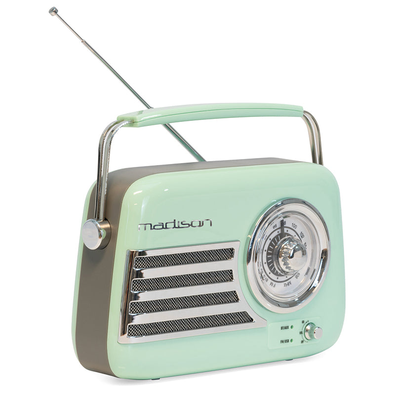 Radio FM portabil cu Bluetooth, USB și AUX retro Madison