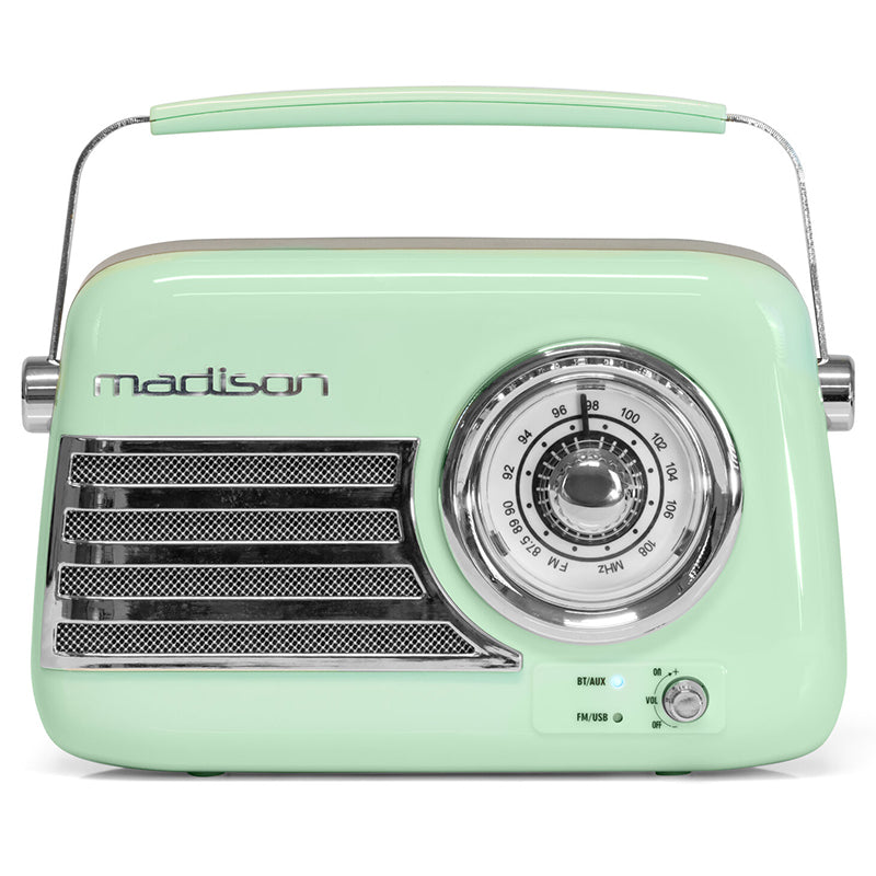 Radio FM portabil cu Bluetooth, USB și AUX retro Madison