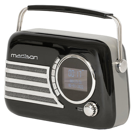 Radio portabil vintage cu Bluetooth, FM/DAB, 4 W, subwoofer, Madison FREESOUNDBK40