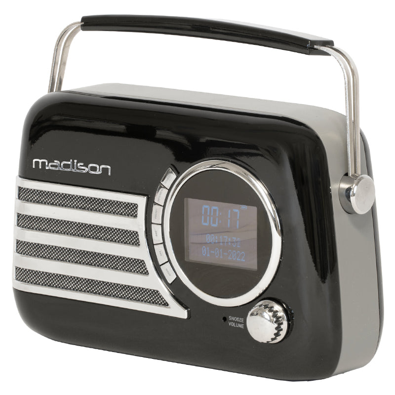 Radio portabil vintage cu Bluetooth, FM/DAB, 4 W, subwoofer, Madison FREESOUNDBK40