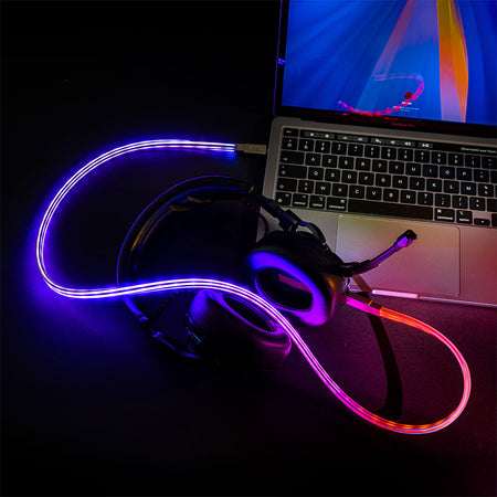 Cablu USB-C la USB-C fast charge 1 m, iluminat LED, Ibiza Sound FURIOS-CABLE