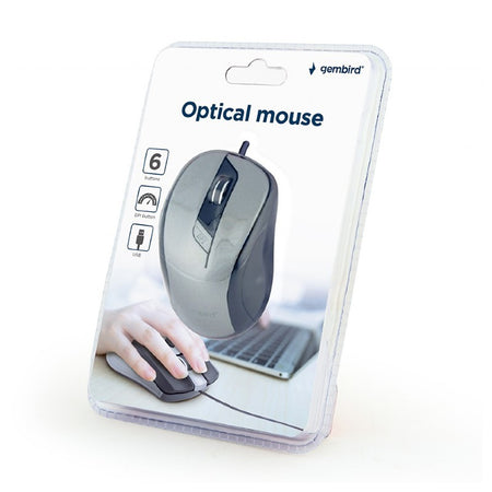 Mouse optic 1600 DPI cu USB, ergonomic, Gembird G-MUS6B01BG