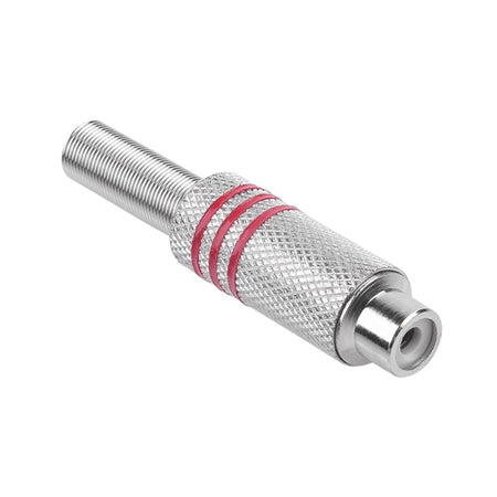 Mufă RCA mamă metalică nichelată pentru montare pe fir