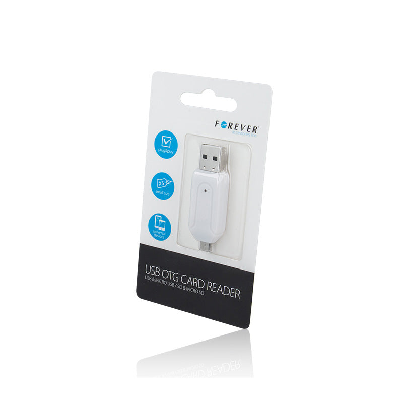 Cititor card OTG microUSB USB SD alb Forever GSM014116