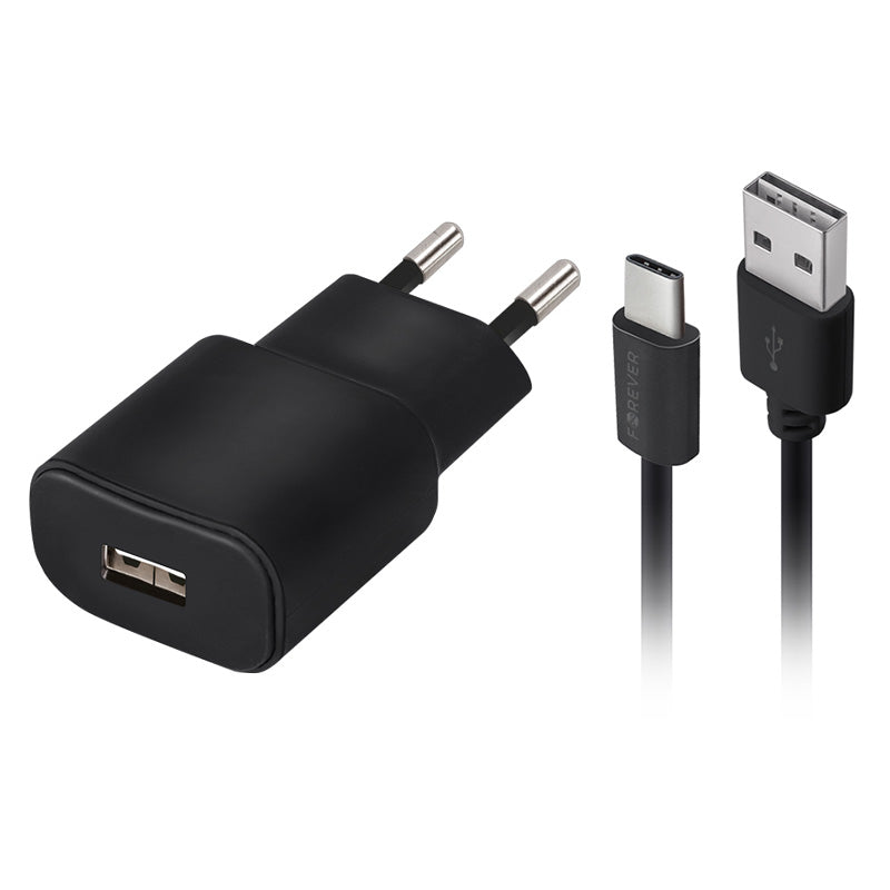 Încărcător de rețea 10 W cu port USB-A 2 A și cablu USB-A / USB-C Forever GSM032681