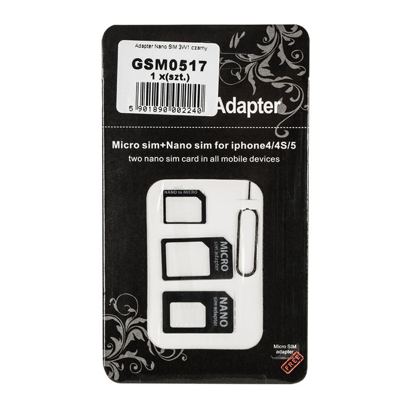 Adaptor nano micro SIM 3 în 1 universal GSM0517