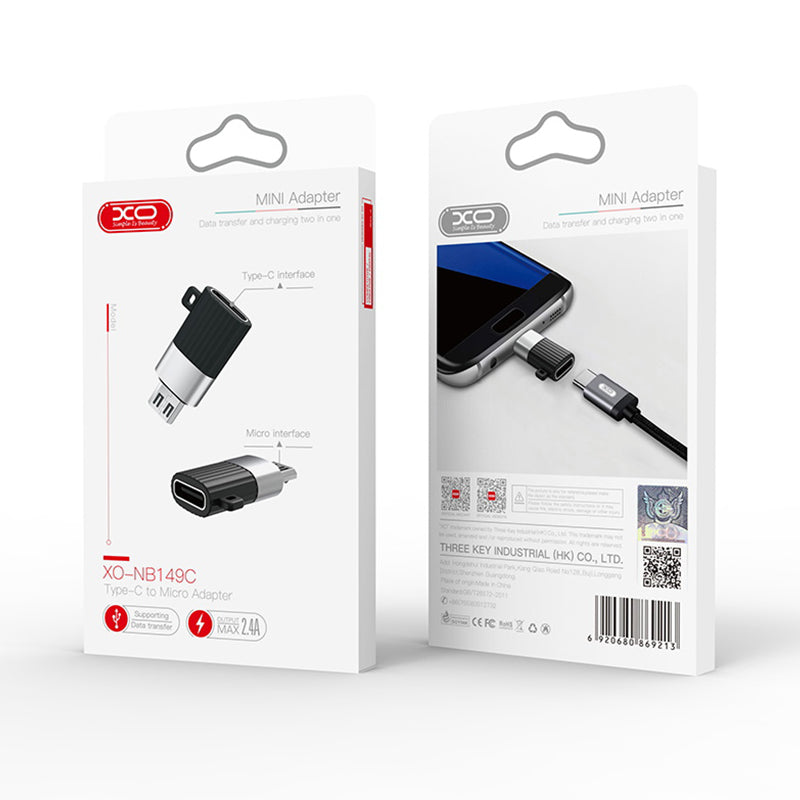 Adaptor micro USB la tip C negru pentru încărcare și date Xo GSM102885