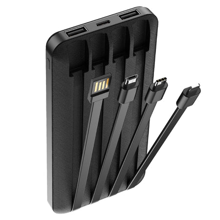 Baterie externă power bank Forever TB-411 de 10 000 mAh cu cabluri incorporate USB-C, Lightning și microUSB GSM103789