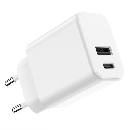 Încărcător rețea USB-C + USB-A fast charging 20 W, alb Setty GSM106083