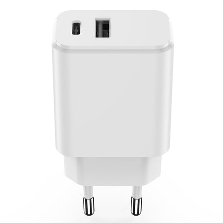 Încărcător rețea USB-C + USB-A fast charging 20 W, alb Setty GSM106083