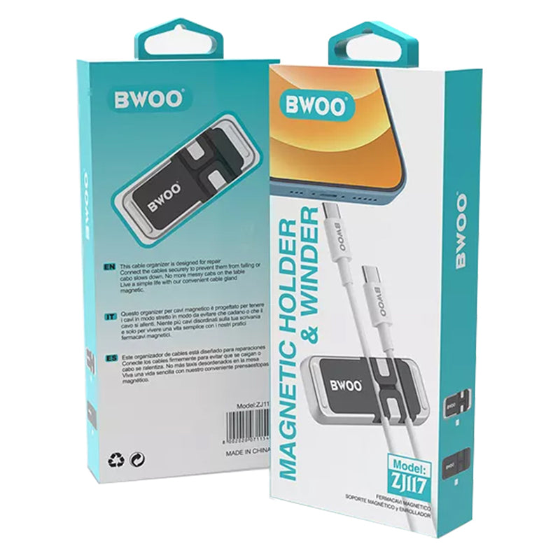 Suport magnetic negru pentru cabluri auto cu adeziv 3M Bwoo GSM118291