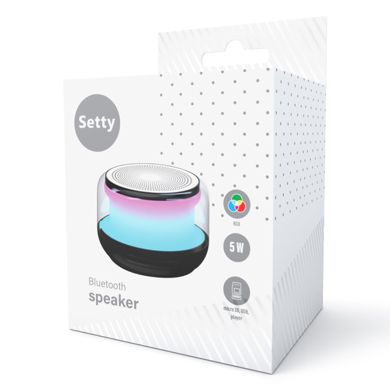 Boxă Bluetooth 5W cu RGB și FM, portabilă, negru Setty GSM171585