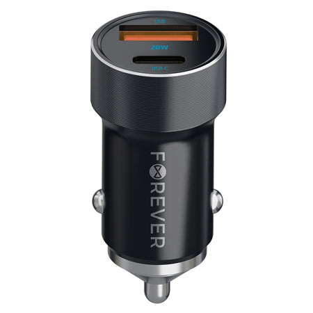 Încărcător auto PD 1 × USB-C 20W și 1 × USB + cablu USB-C 60W Forever GSM172992