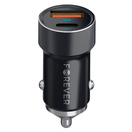 Încărcător auto PD 1 × USB-C 20W și 1 × USB + cablu USB-C 60W Forever GSM172992