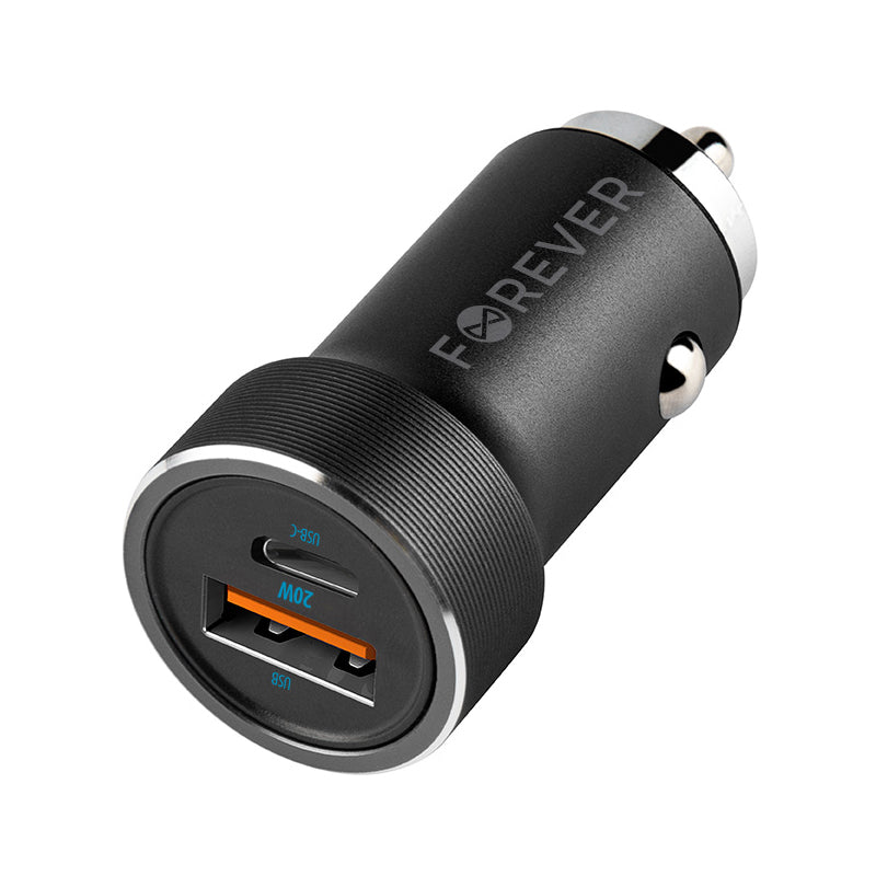 Încărcător auto PD 1 × USB-C 20W și 1 × USB + cablu USB-C 60W Forever GSM172992