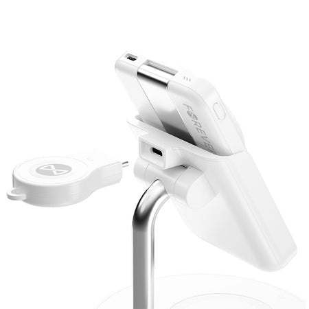 Stație încărcare 5 în 1 cu wireless magnetic, portabilă, albă Forever GSM173083