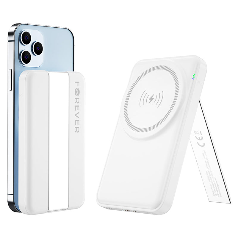 Stație încărcare 5 în 1 cu wireless magnetic, portabilă, albă Forever GSM173083