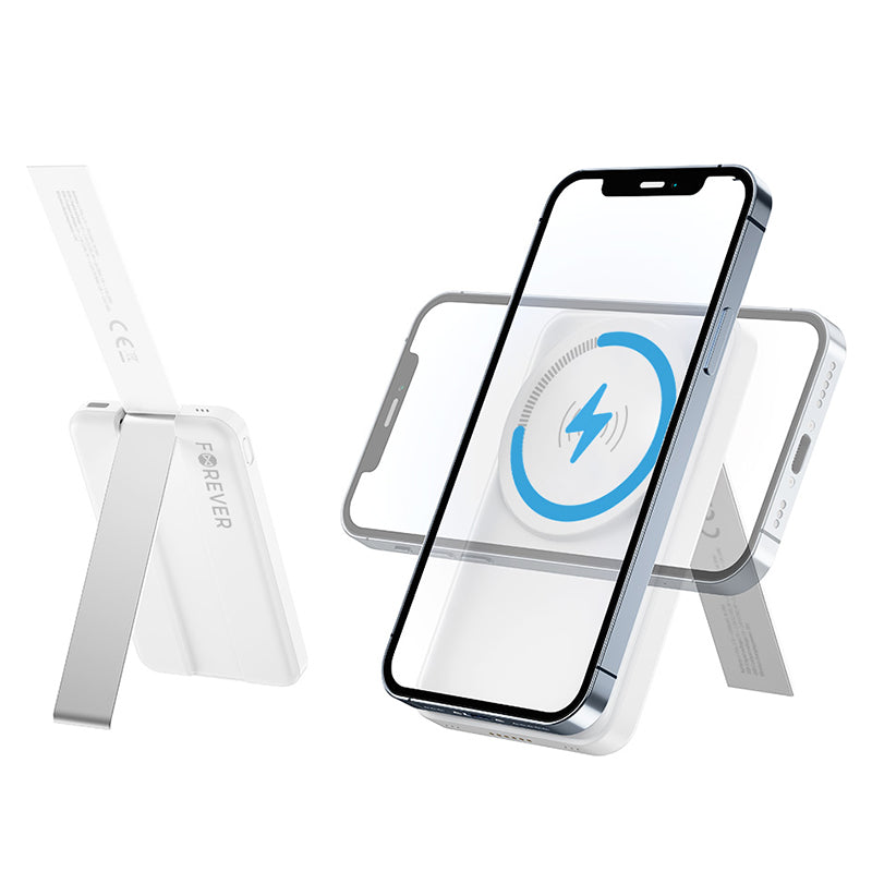 Stație încărcare 5 în 1 cu wireless magnetic, portabilă, albă Forever GSM173083