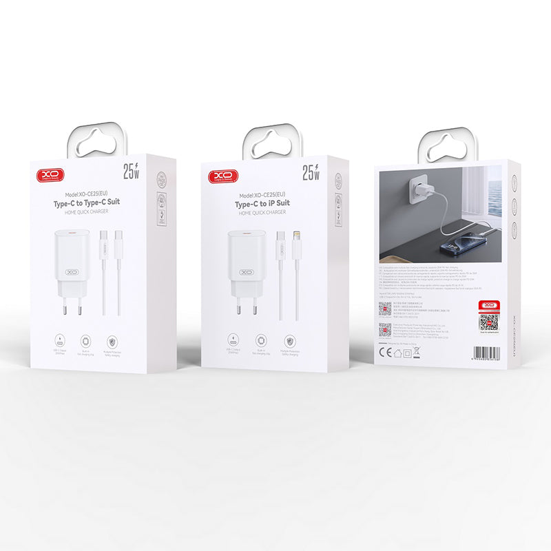 Încărcător rețea PD 25W 3A USB tip C + cablu tip C alb Xo GSM178557