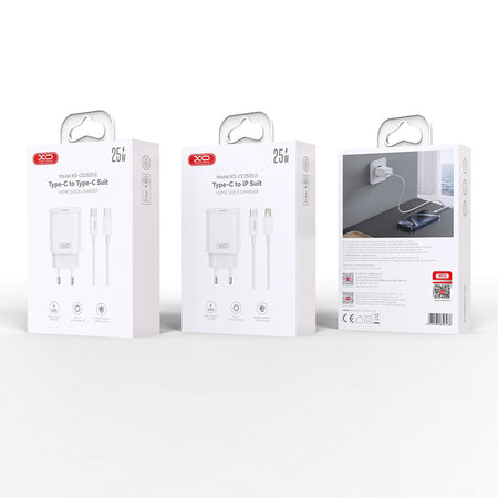 Încărcător rețea PD 25W 3A USB tip C + cablu tip C alb Xo GSM178557