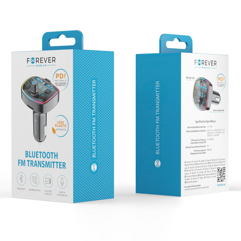 Modulator FM cu Bluetooth, 2×USB 1A și 3.1A, USB-C 20W, Forever light GSM179081