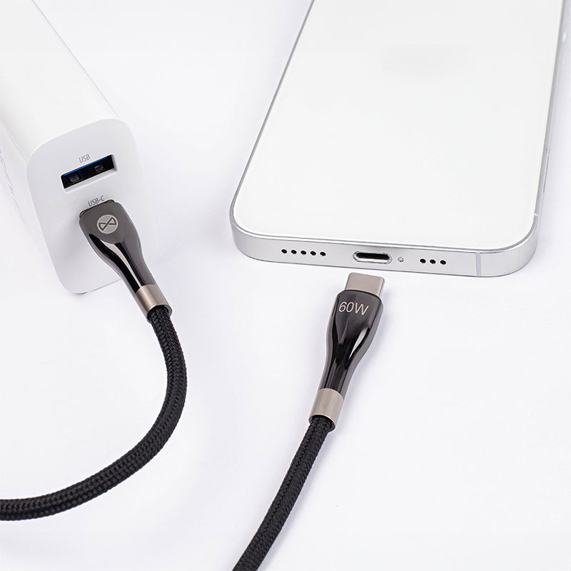 Cablu USB-C la USB-C 2 m 60 W negru Forever GSM180338