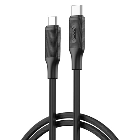 Cablu USB-C la USB-C PD 60W 1 m negru, silicon, rapid Xo GSM180783