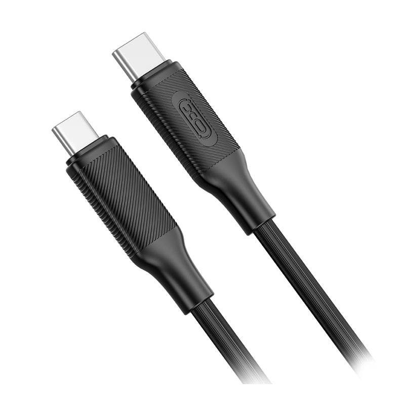 Cablu USB-C la USB-C PD 60W 1 m negru, silicon, rapid Xo GSM180783