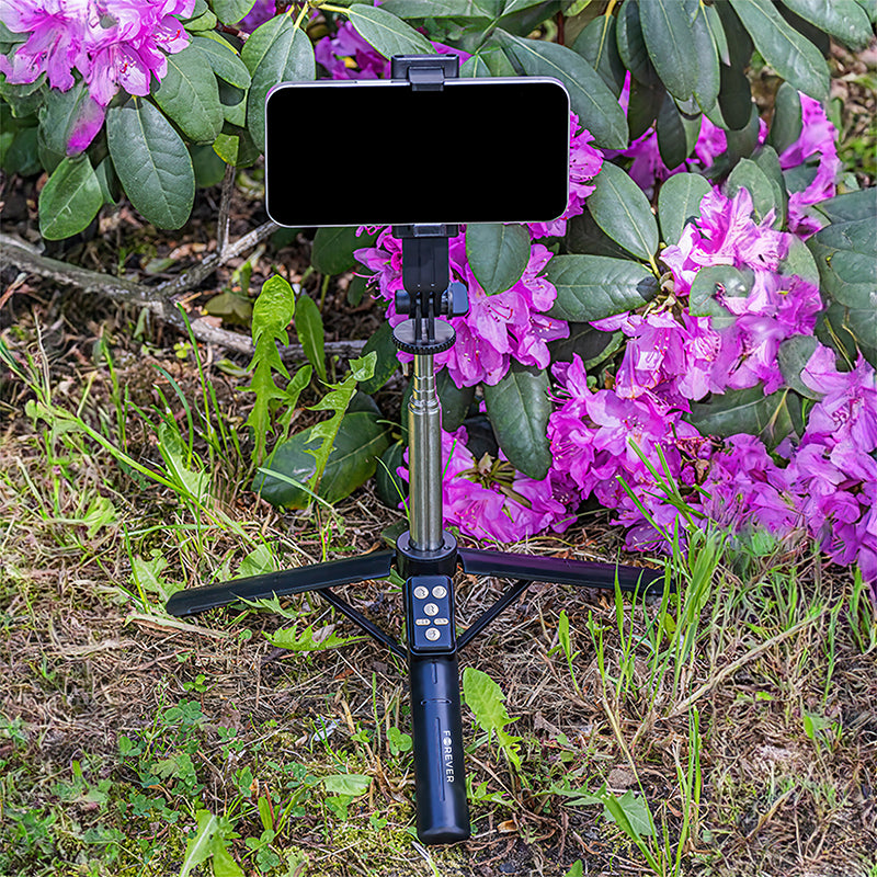 Selfie stick 2 în 1 cu trepied, Bluetooth și telecomandă - Forever GSM182155