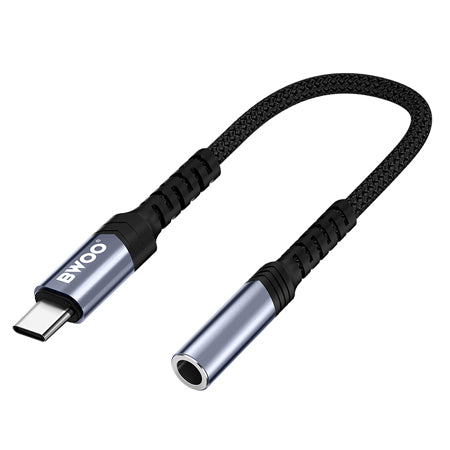 Adaptor audio USB-C la jack 3.5 mm, negru, compatibil iOS/Android, Bwoo GSM183263