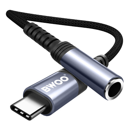 Adaptor audio USB-C la jack 3.5 mm, negru, compatibil iOS/Android, Bwoo GSM183263