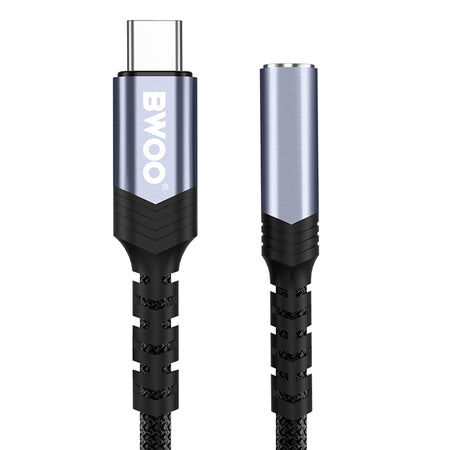 Adaptor audio USB-C la jack 3.5 mm, negru, compatibil iOS/Android, Bwoo GSM183263