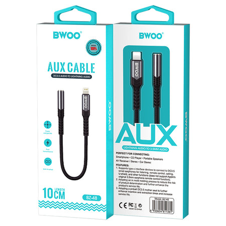 Adaptor audio Lightning la jack 3.5 mm negru Bwoo GSM183264