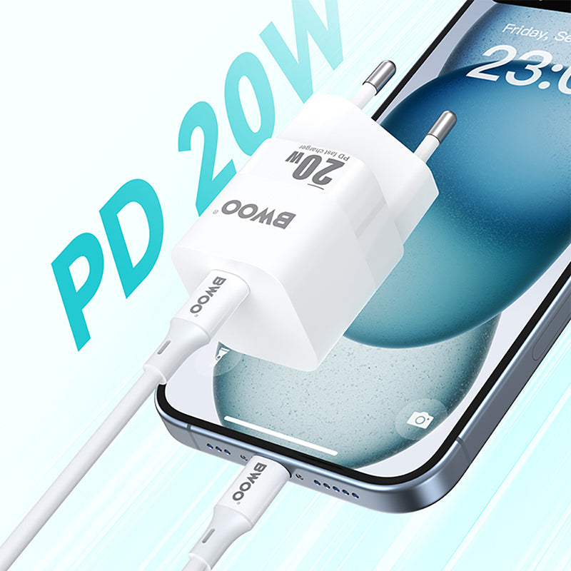 Încărcător rețea 20 W USB-C, Power Delivery, alb Bwoo GSM183267