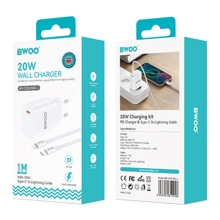 Incarcator Retea 20w Usb C + Cablu Lightning