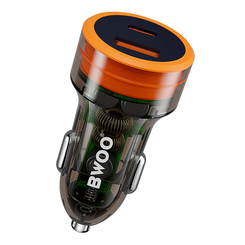 Încărcător auto cu 2 porturi USB 38W cu QC 18W și PD 20W Bwoo
