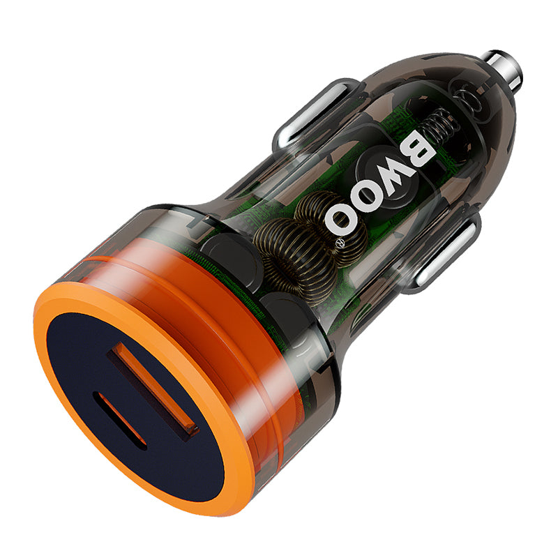 Încărcător auto cu 2 porturi USB 38W cu QC 18W și PD 20W Bwoo