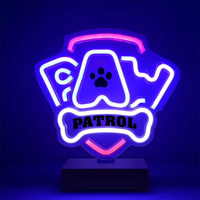 Neon LED Paw Patrol logo decor pentru camera copii GSM189324