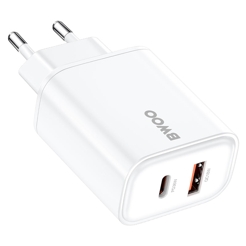 Încărcător rețea 36W USB-C și USB-A fast charge PD QC alb Bwoo GSM191509