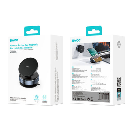 Suport telefon magnetic cu ventuză, blocare vacuum, rotire 360° Bwoo GSM191514