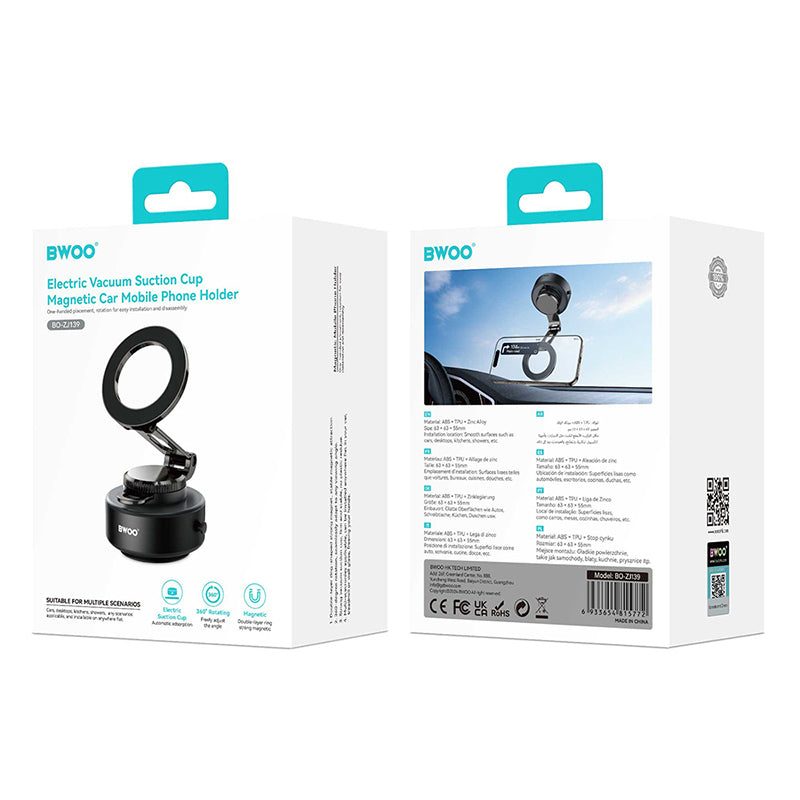 Suport telefon magnetic cu ventuză, rotativ, compact - Bwoo GSM191515