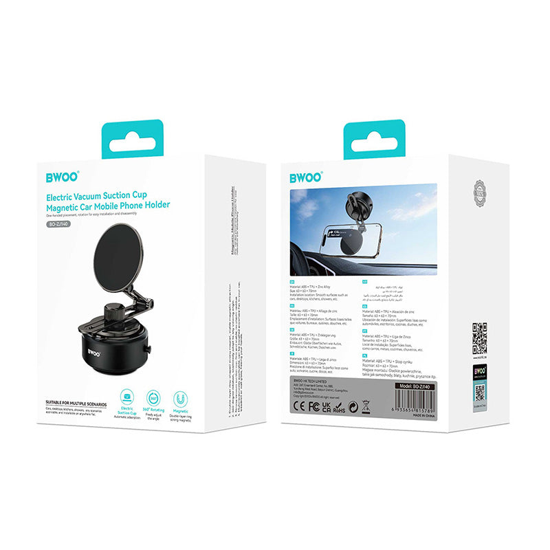 Suport telefon reglabil magnetic cu ventuză electrică, rotire 360°, Bwoo GSM191516