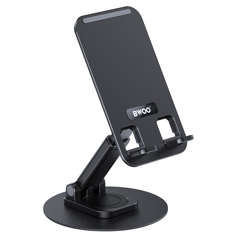 Suport birou rotativ pentru telefon, bază metalică, negru, Bwoo GSM194968