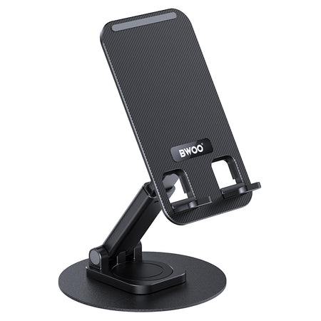 Suport birou rotativ pentru telefon, bază metalică, negru, Bwoo GSM194968